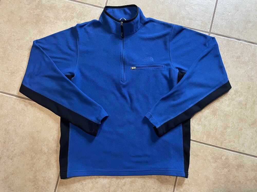 North Face Jacket Mens Large Blue 1/4 Quarter Zip Pullover Sweater